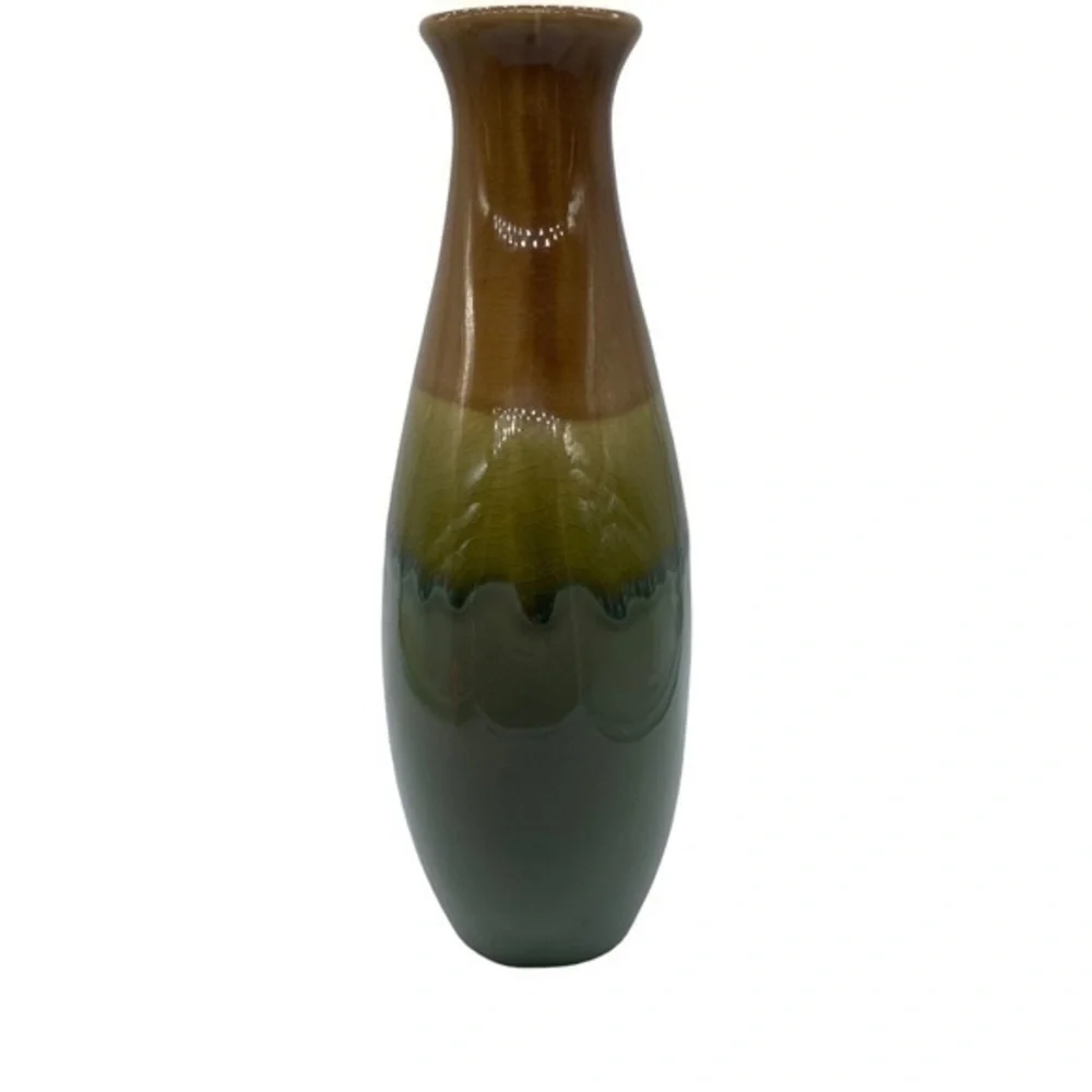 Vintage Pottery Glazed Vase Crackle Design